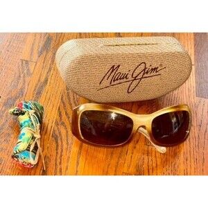 MAUI JIM HIBISCUS MJ H134-22 SANDSTONE BROWN STRIPE BRONZE POLARIZED SUNGLASSES